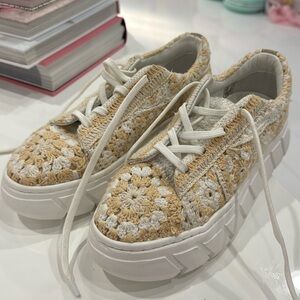 Crochet Lace-Up Sneakers